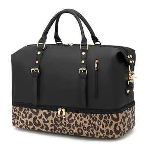 Custom Logo Fashion Women Weekender Overnight Travel Duffle Bag With Shoe Compartment