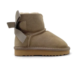 Genuine Leather Designer Snow Boots Women Girls Wholesale High Quality Children's Casual Shoes Latest Ankle Bow knot Boots Kids