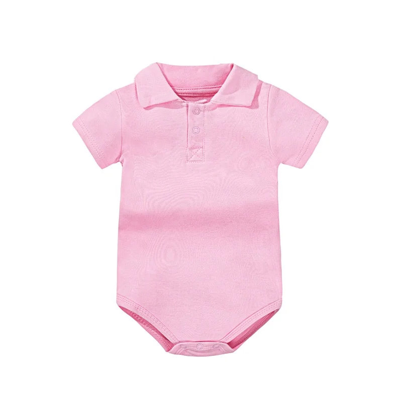100 органический хлопок короткий рукав воротник-поло Детский боди комбинезон