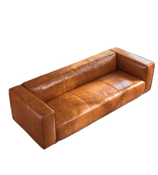 Retro Brown Leather Chesterfield Leather Sofa Furniture Genuine Leather sofa Living room Furniture