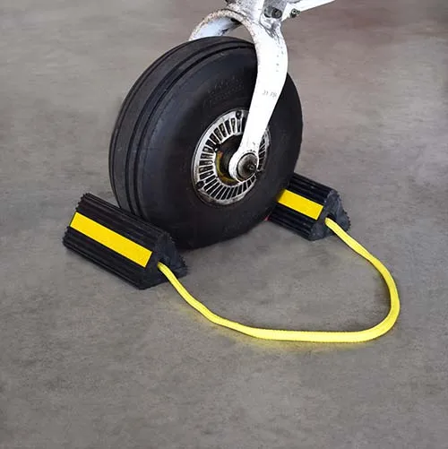 Heavy Duty Black Rubber Aircraft Wheel Chocks Carport Wheel Stopper for Car Parking Lot factory