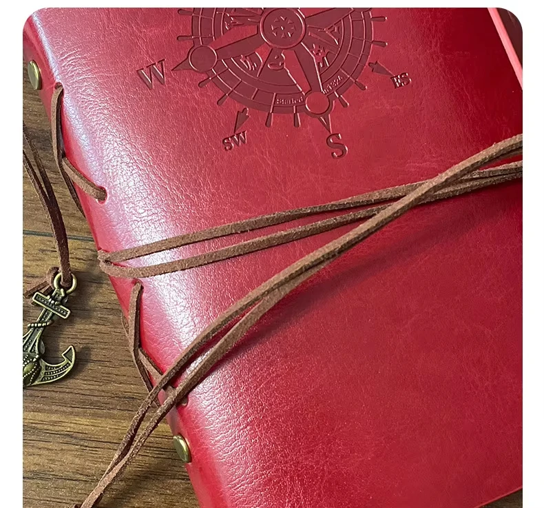 A6 vintage leather cover journals handmade travel kraft paper blank notebook