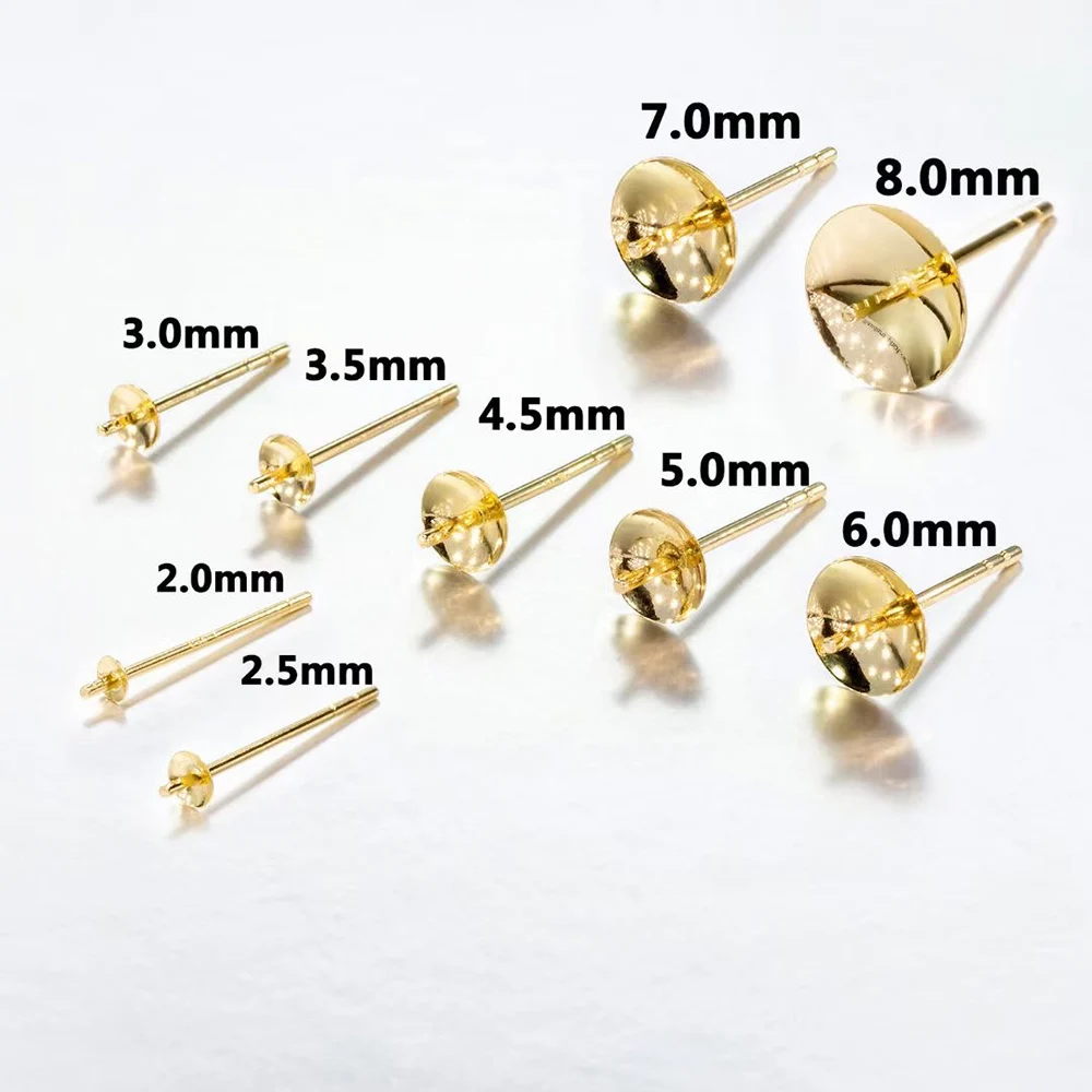Au750 Jewelry Findings 18K Gold Earring Accessories Post Plug Ear Pin  Thickness Can ODM Size Pearl Stud Earring Mount - Main Image