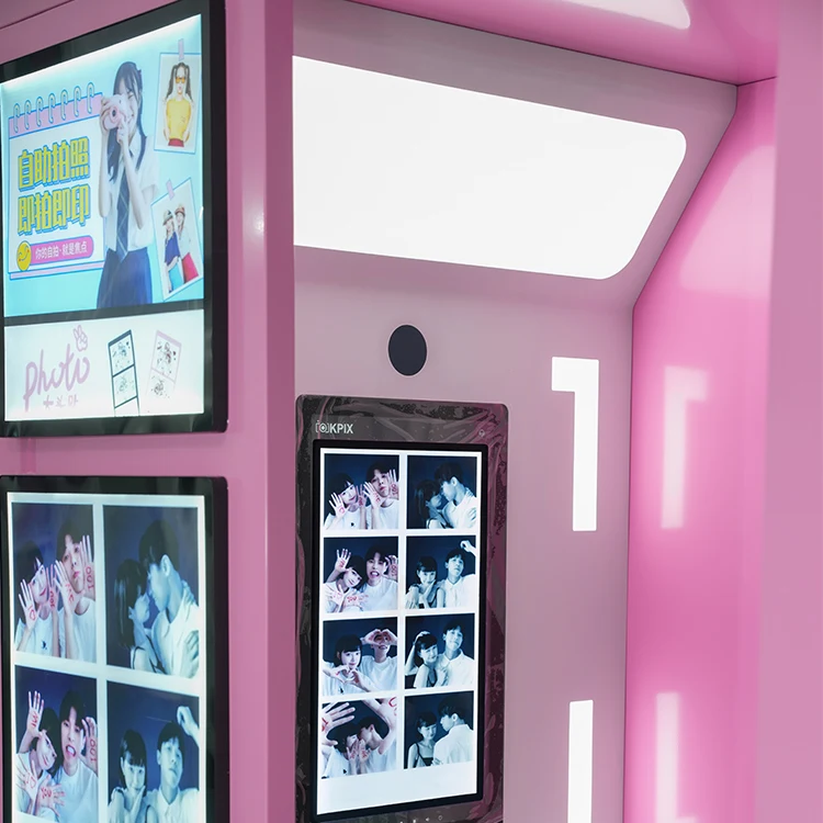 JLJ Support Customization Self-service Instant Photobooth Purikura with Built in Camera pink Photo Booth