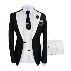 Popular Fashion Slim Fit Suit Jacket 3 Pieces Two-piece Wedding Formal Triangle Neck Wedding Party Men's Suit Customization