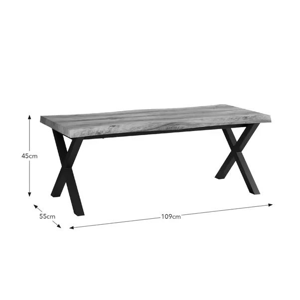 Bien Simple Coffee Table with Rustic Wood-effect Finish for Living Room Industrial Center Table with X Shape Metal Leg Tea Table