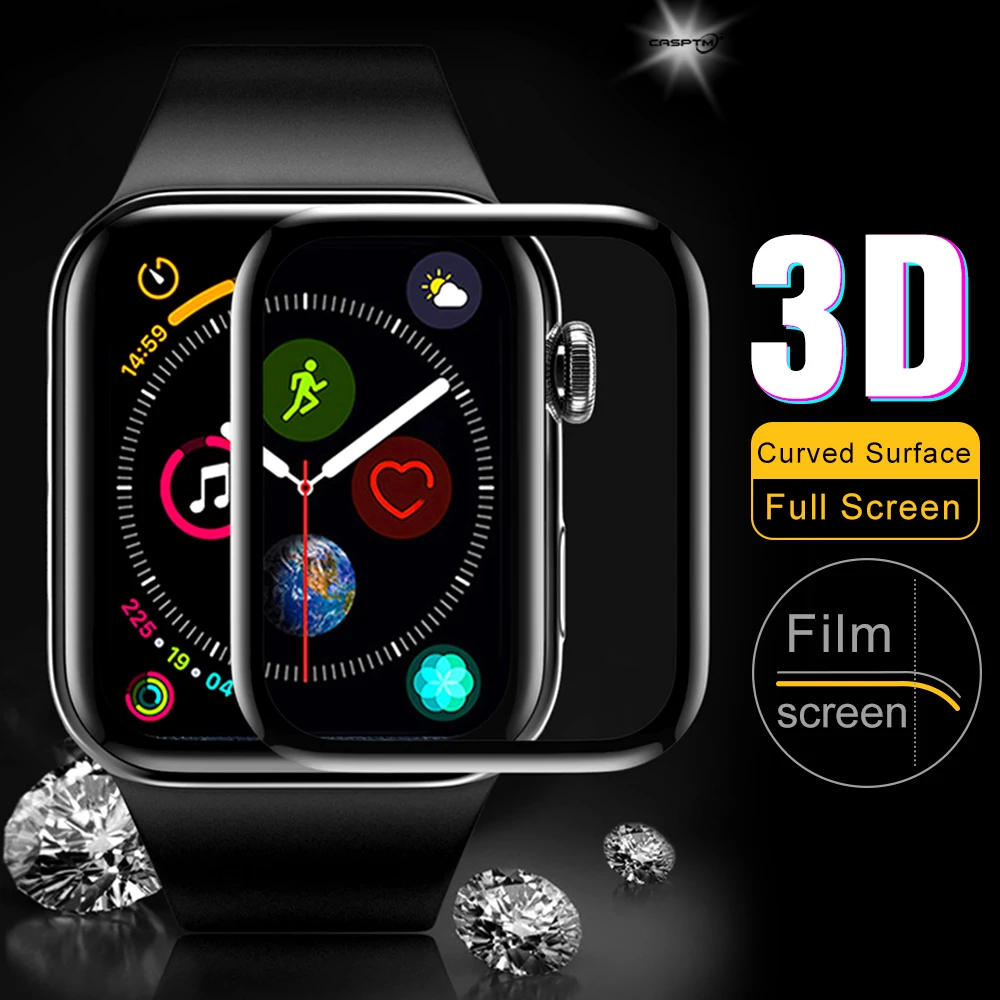 3d Curved Edge Tempered Glass For Apple Watch Series 3 2 1 38mm 42mm Screen  Protector Film For Iwatch 4/5/6/se 40mm 44mm - Buy Screen Protective Film  For Apple Watch,Tempered Glass Screen