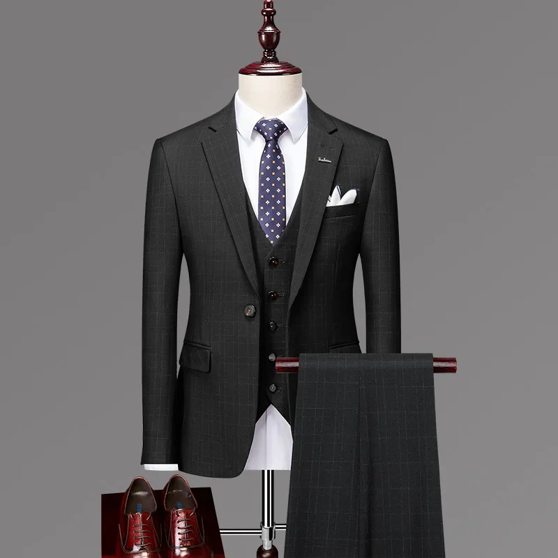 96031 High Quality Spring Design Men Suits 3 Pieces Wedding Suit Slim Fit Blazer Pant Vest Suits Sets
