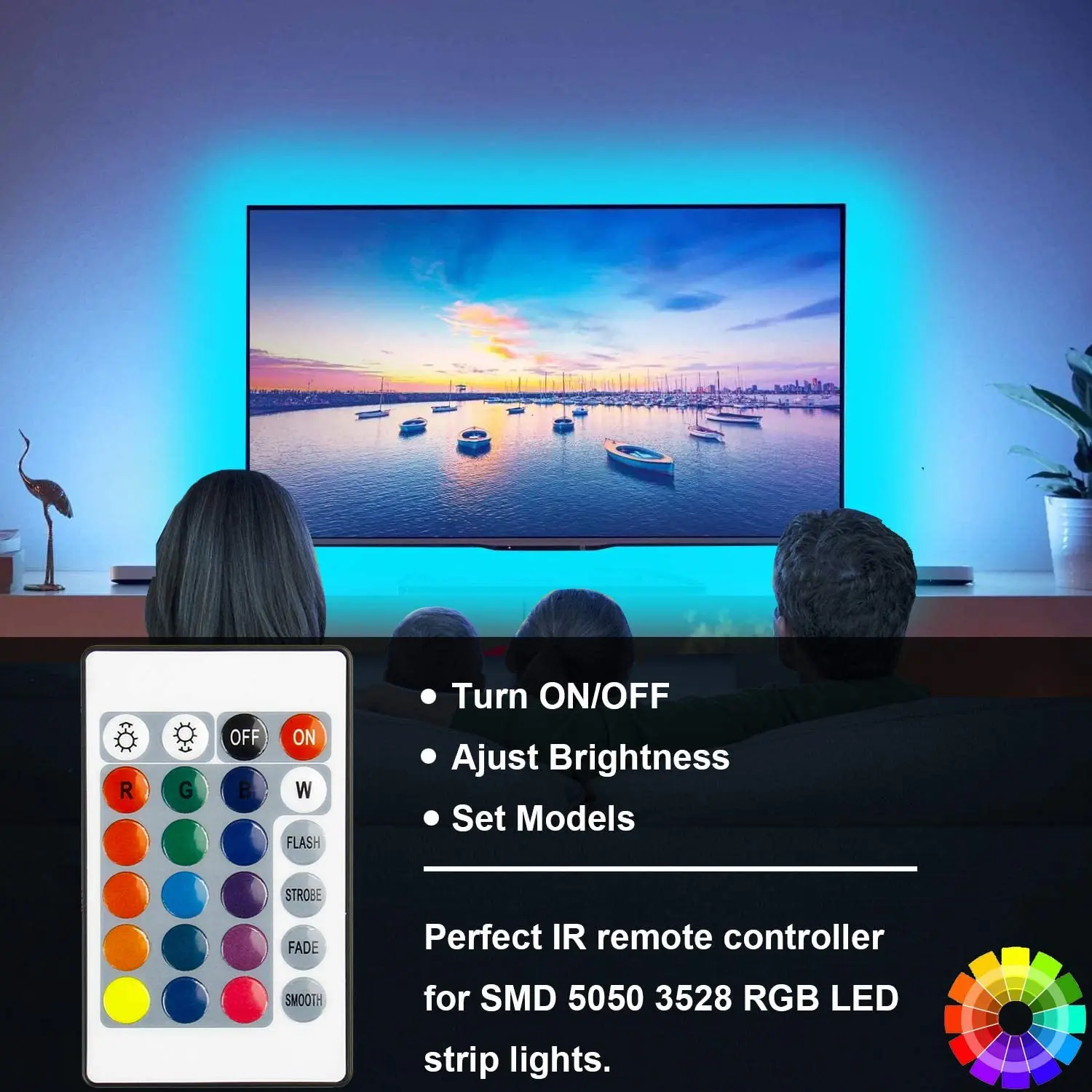 ESann DC12V 4Pin 24Keys RGB IR Remote Led Stair Light Strip Button Controller Output 3x2a for SMD 5050 2835 RGB Led Strip