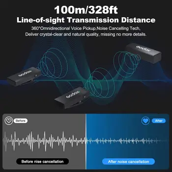 GODOX Movelink Mini LT Kit Wireless Microphone System, 2.4GHz for IPhone, Camera, Vlogger, Youtuber, Interviewer detail image