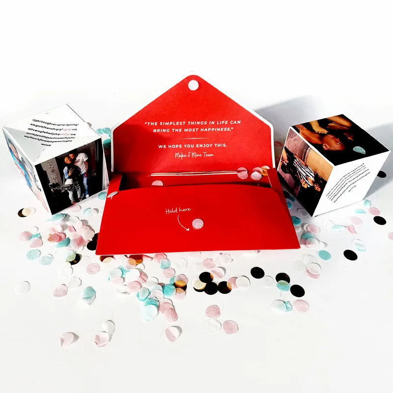 Hot Sale Photo Album Card Exploding Confetti Gift Box Envelope Shape