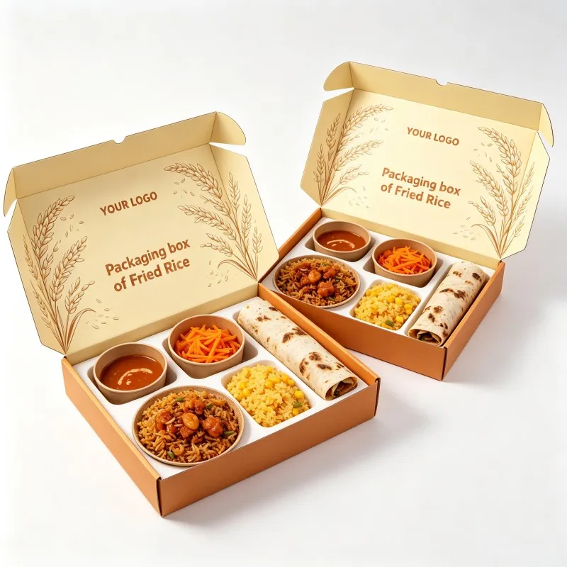 Individuelle Snack-Box mit Fächern für Pommes frites und Hummus – beidseitig bedruckt, praktische Takeaway-Verpackung für Saucen, Snack-Verpackung zum Mitnehmen