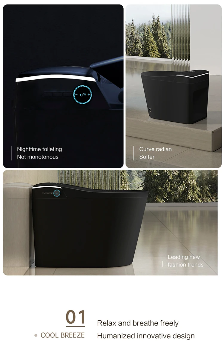 product high quality ceramic sanitary ware bathroom smart toilet black ceramic automatic electronic control bidet wc intelligent toilet-10