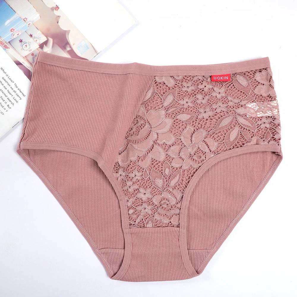 Wholesale High Rise Thread Cotton Lace Mix Pink Underwear Women Panties
