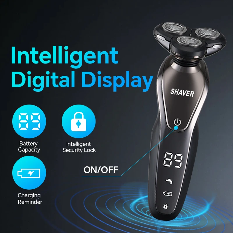 Men's Sleek Electric Shaver Three-Blade Floating Beard Full Body Washing Function USB Charging Easy-to-Use for Household RV Use details