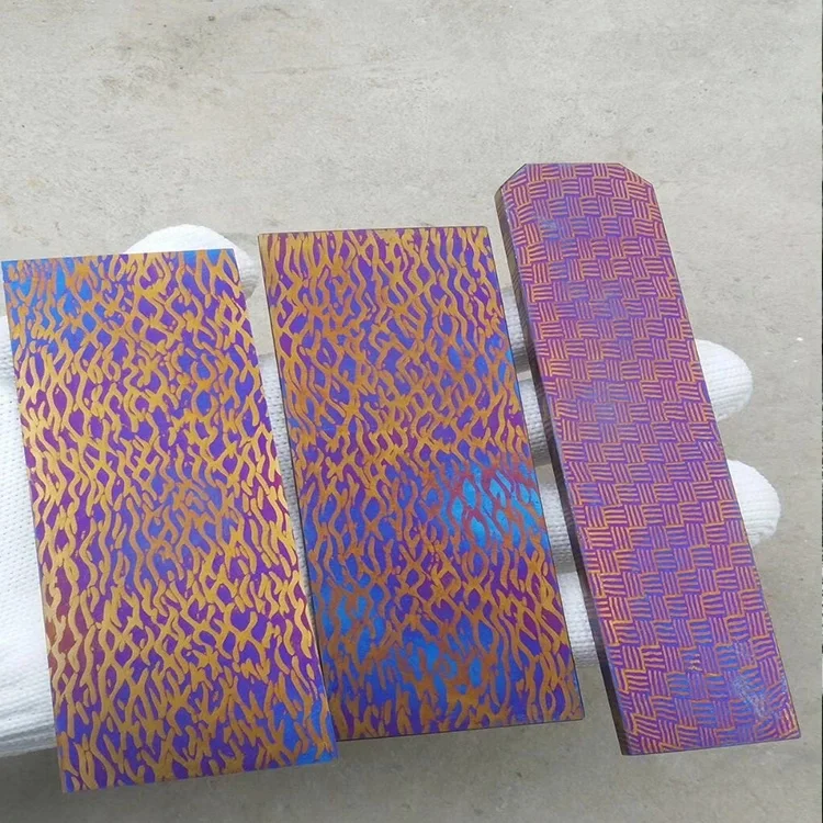 ティマスカス・ロングプレート (チタン合金製ダマスカス) Timascus ティマスカスモクティ純チタンダマスカスバー工業用途サービスには