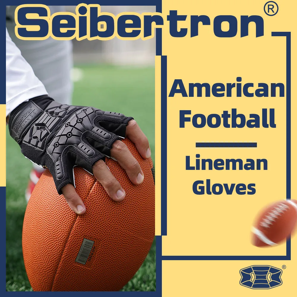 Seibertron Adult 1/2 Finger Lineman Football Receiver Gloves M.S.Z.Q-4 Padded Palm Flexi aperçu 3