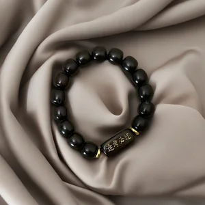 Muxcor Sandalwood Black Alloy Good Luck Bracelet Beaded Custom Designer Fashion Jewelry for Gift Acrylic Natural Stone