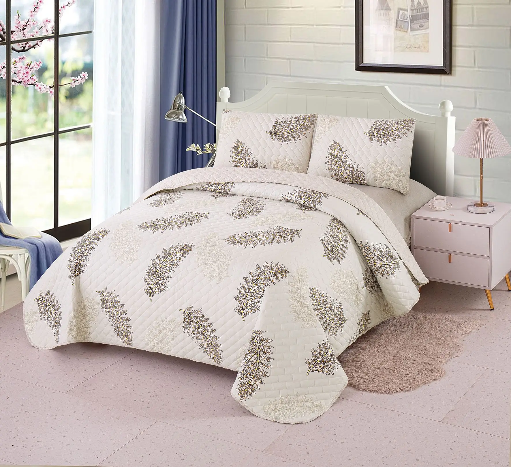 100% polyester nature printed classic microfiber  bedding comforter set