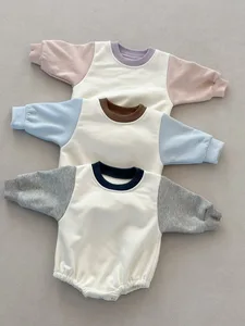 Wholesale ODM Winter Solid Casual Button Newborn Infant Toddler Boys Girls Baby Jumpsuit Bubble Romper