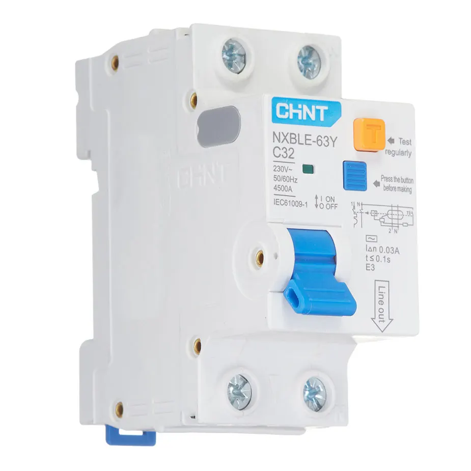 Chint NXBLE-63Y 1P+N 6A 10A 16A 20A 25A 32A 40A 50A 63A 10mA 30mA 50mA 100mA 300mA CHNT RCBO Residual Current Circuit Breaker