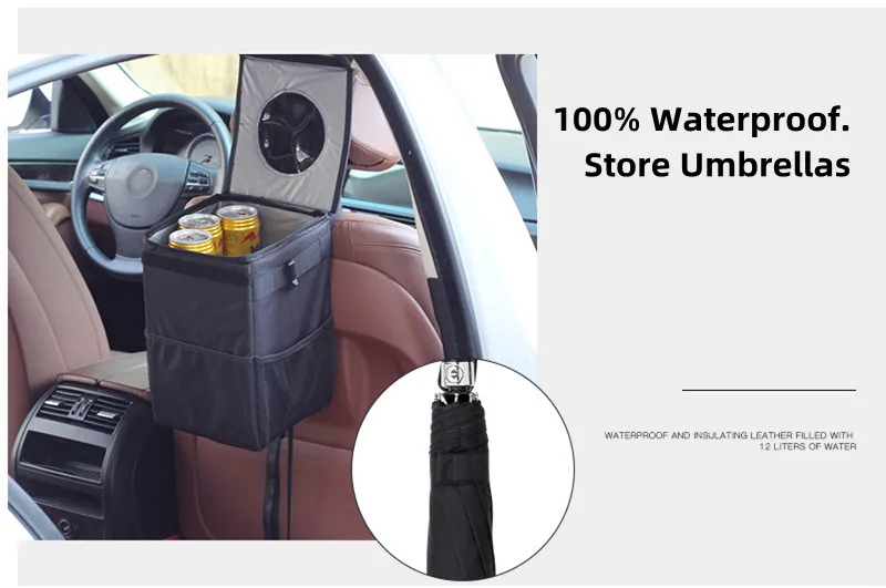 Car Back Seat Organizer Trash Bin Portable Garbage Bag Car Trash Can