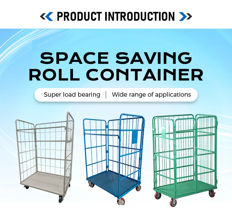 Warehouse Metal Cargo Storage Roll Container Three Sided Open Front ...