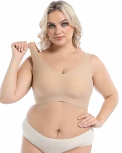 OEM Plus Size Wireless Push up  Large Chest Small Gathering  Underwear Women Jelly Seamless Bra