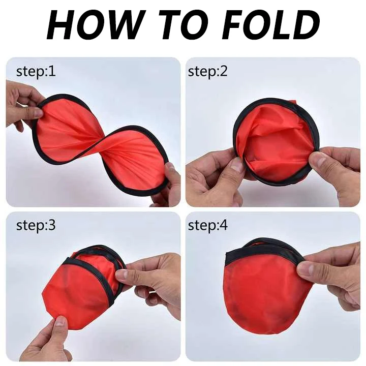 Custom Printed Soft Pet Flying Disc Round Nylon Hand Folding Fan with Pouch