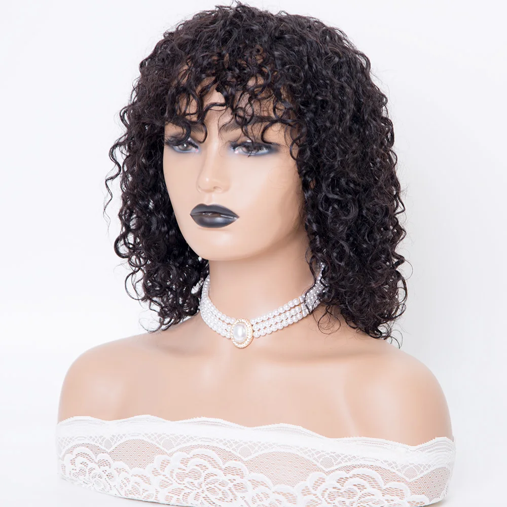 New arrival curly texture full machine made human hair wig