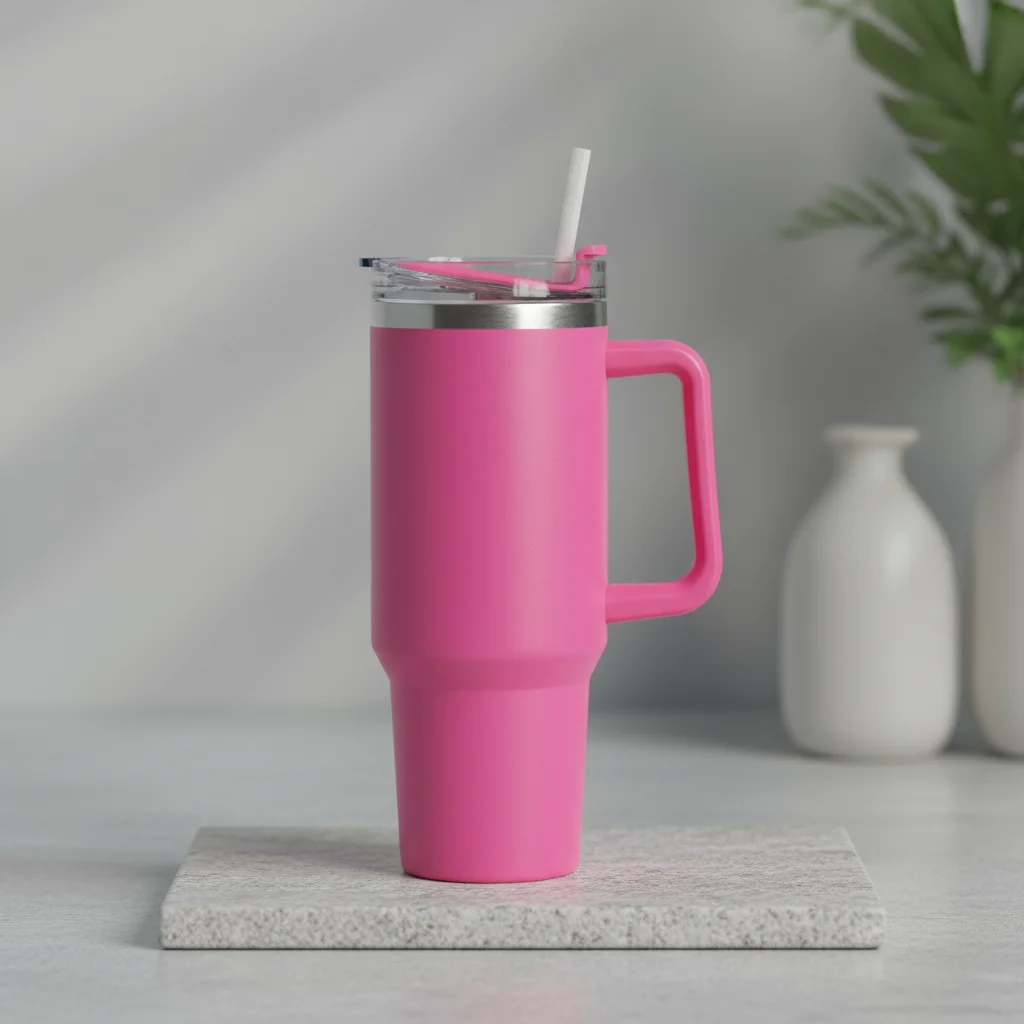 Cross-border 304 Stainless Steel 40oz Vacuum Insulated Car Cup with Handle and Straw Large Capacity for Hot/Cold Drinks