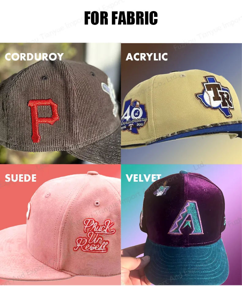 Custom Fitted Flat Cap Closed Back Closure Snapback Hat Custom Logo 3d