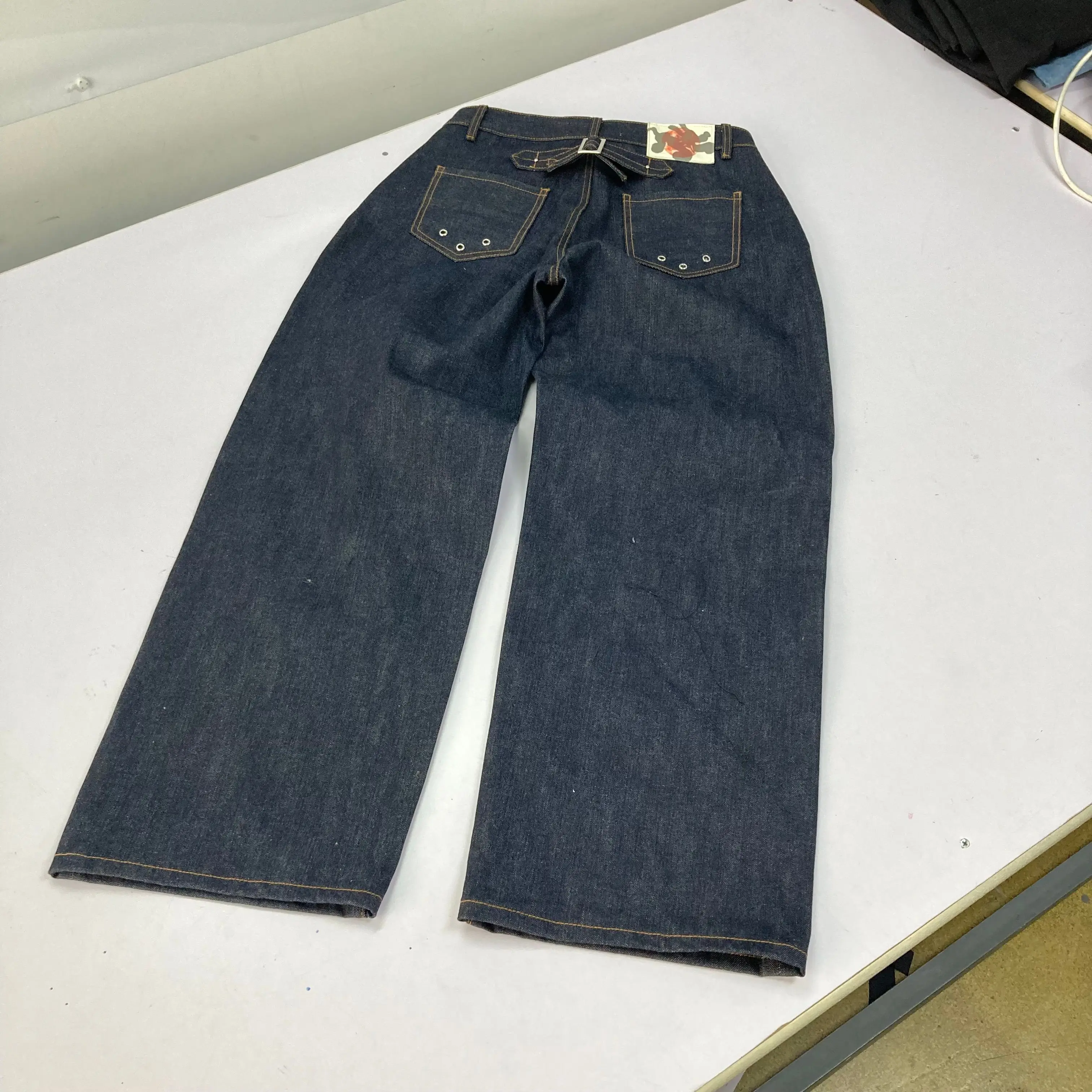 【GOLD】14oz. DENIM PANTS VINTAGE WASHED Vintage Retro 14oz Japanese Selvedge Denim Jeans Dark Indigo Baggy