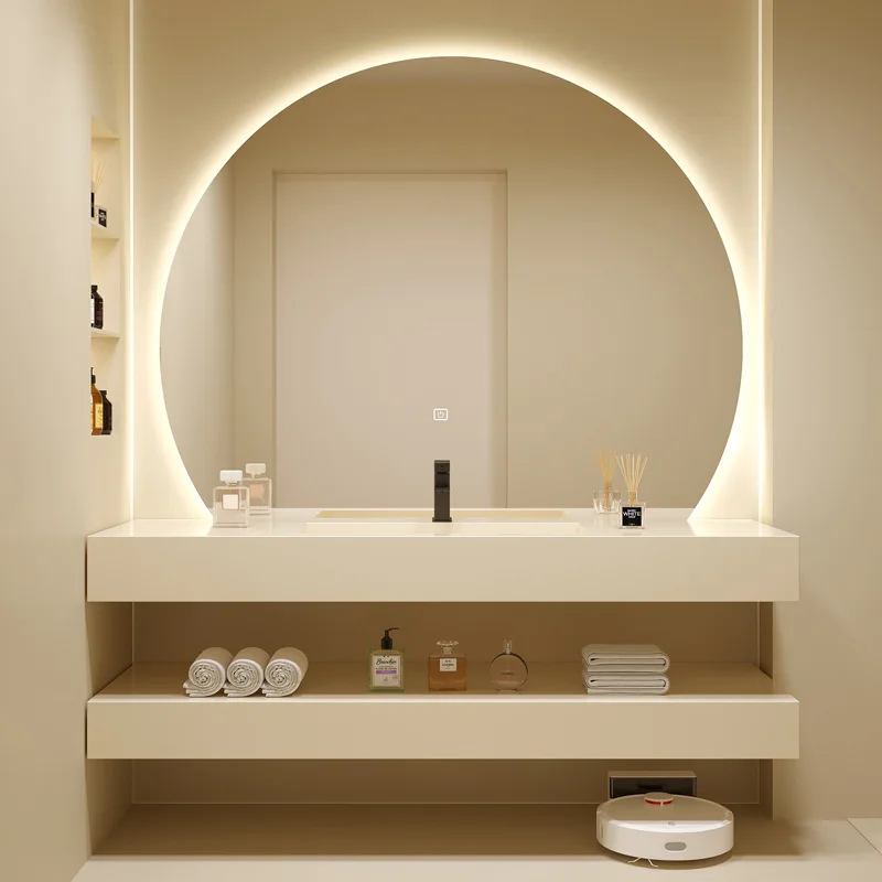 Modern Design Solid Surface White Artificial Sintered Stone Bathroom Basin Wash Hand Basin Countertop
