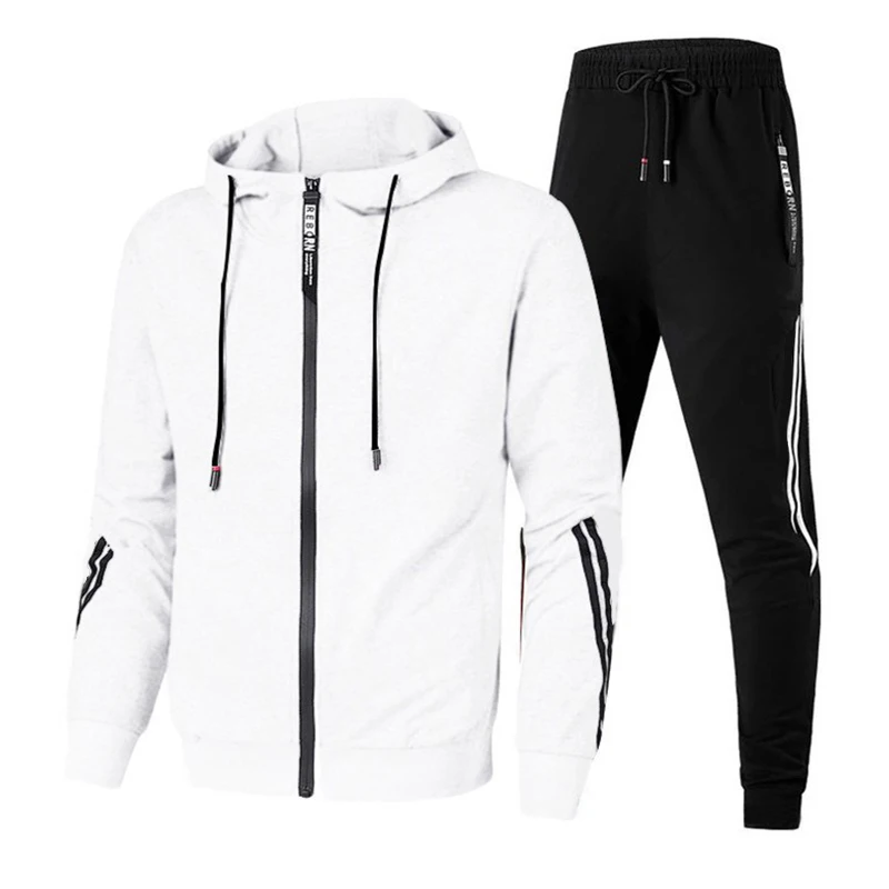 2021 Повседневная модная спортивная одежда на молнии пуловер с капюшоном и брюки комплект из двух предметов мужской спортивный костюм