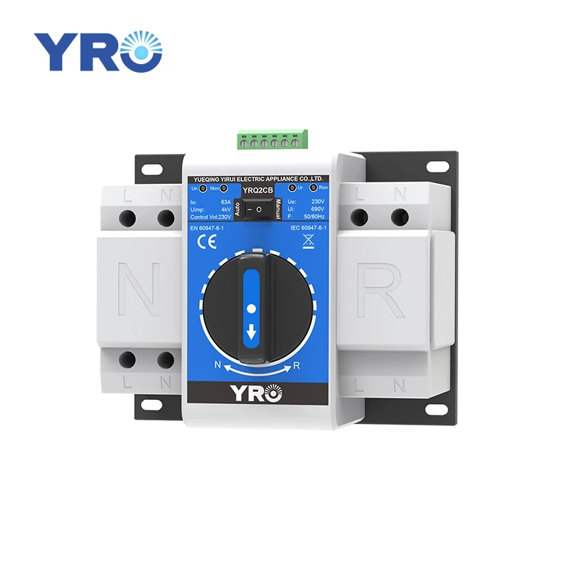 YRO Dual Power Changeover Switch 2P 63A 220V Automatic Generator Transfer Switch Controller ATS Electric Device Switch