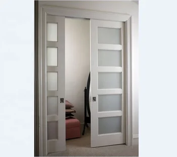 Solid wood glass closet interior pocket sliding doors