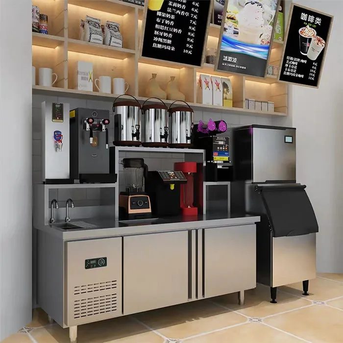 Customized Length Milk Tea Shop Working Table Bubble Tea Counter