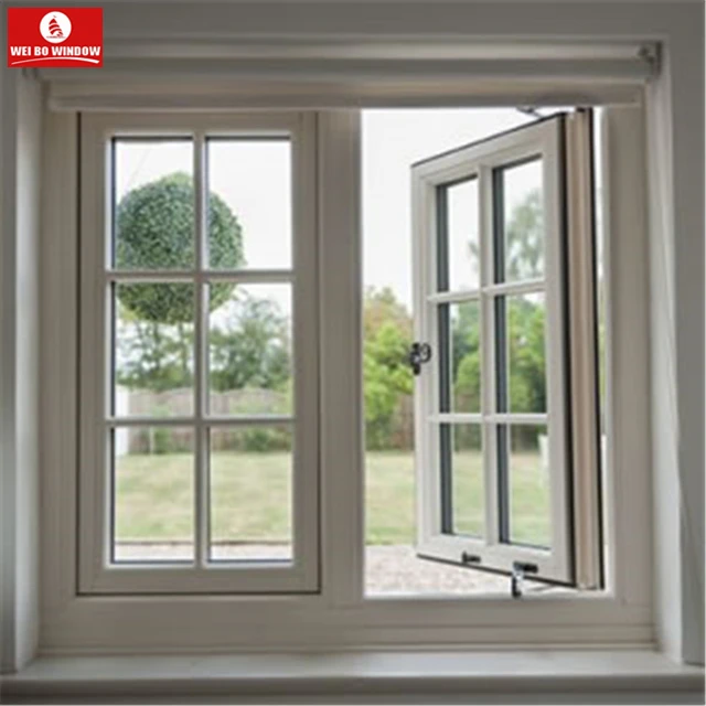 Double Swing Openning Style UPVC Windows Grill PVC Window  for Residential Construction