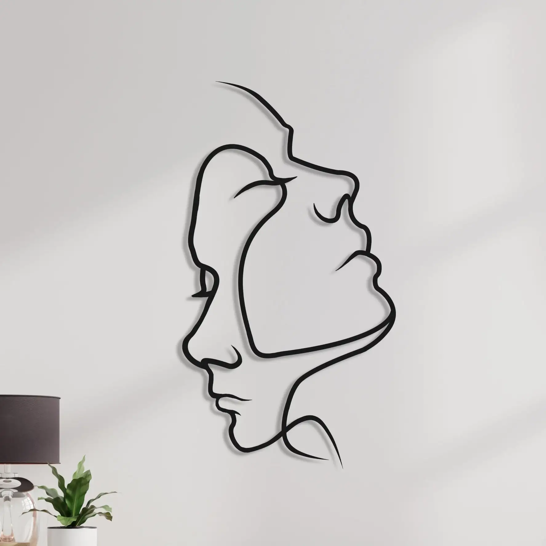 Minimalist Line Wall Art, 2 Faces Geometric  Metal Wall Art Decor for Interior Decoration