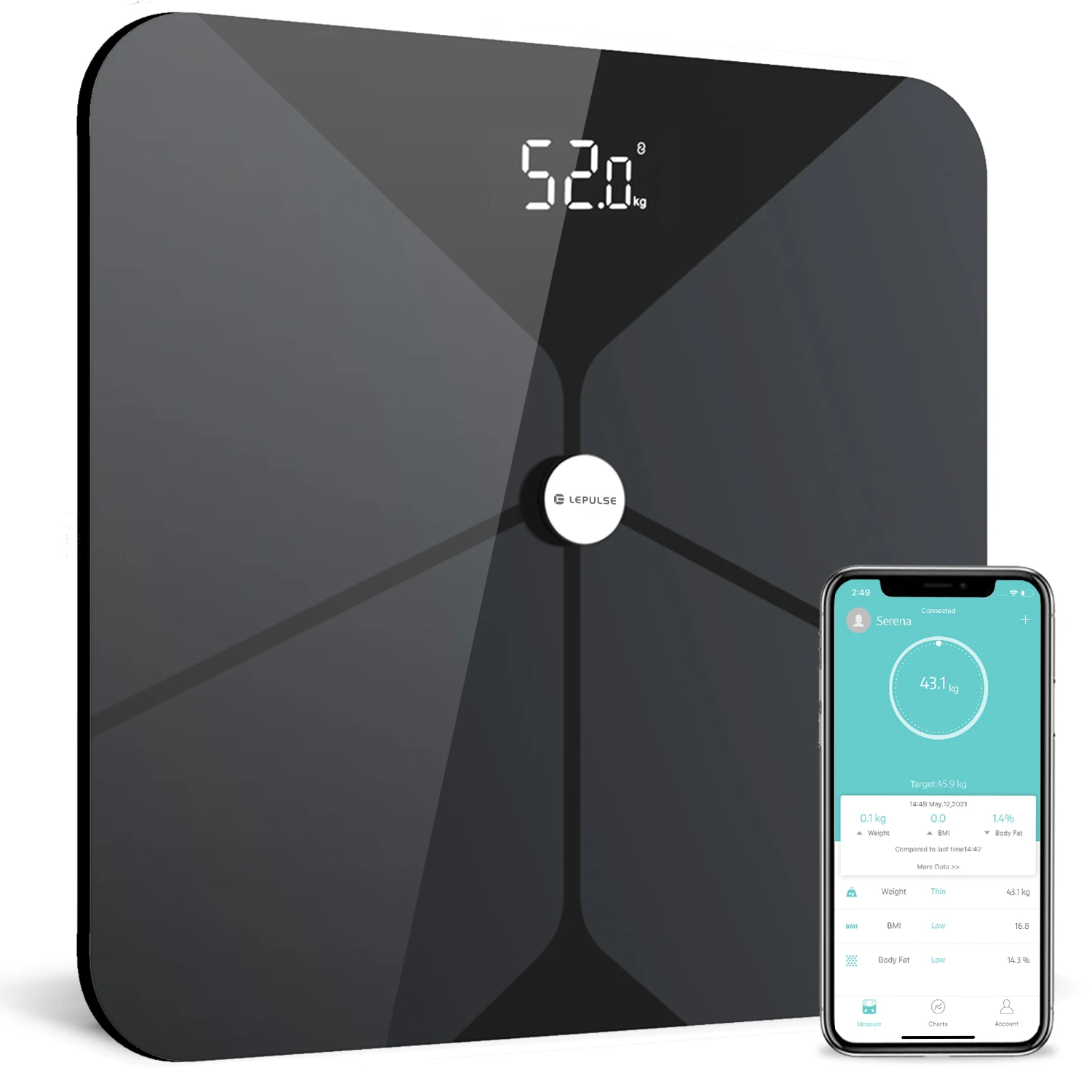 Lepulse F5 180kg Smart Body Fat Scale With Bluetooth Data Sync