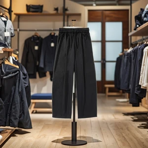 Pleated Design Machete Casual Pants Men's Autumn Retro Loose Mid Waist Flat Front Drawstring Trendy Knitted Medium Wash 100%