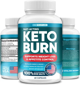 Keto Capsules Pure BHB Exogenous Ketones Advanced Rapid Keto Diet Pill Weight Loss Capsules Energy Boost Private Label