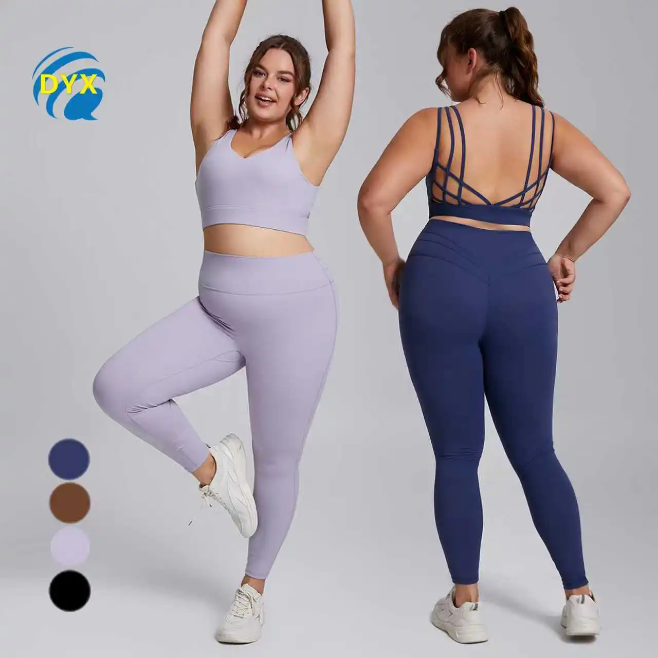 Plus Size High-Stretch Yoga Fitness Wear for Women Brushed Nude-Feel Yoga Set Running Shock-Absorbing Sportswear