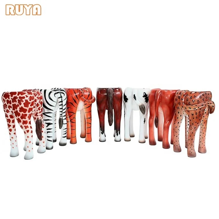 Modern Animal-Shape Fiberglass Bar Stools Public Seating Decor for School Hospital Gym-Giraffe Elephant Simulation Chair Stock