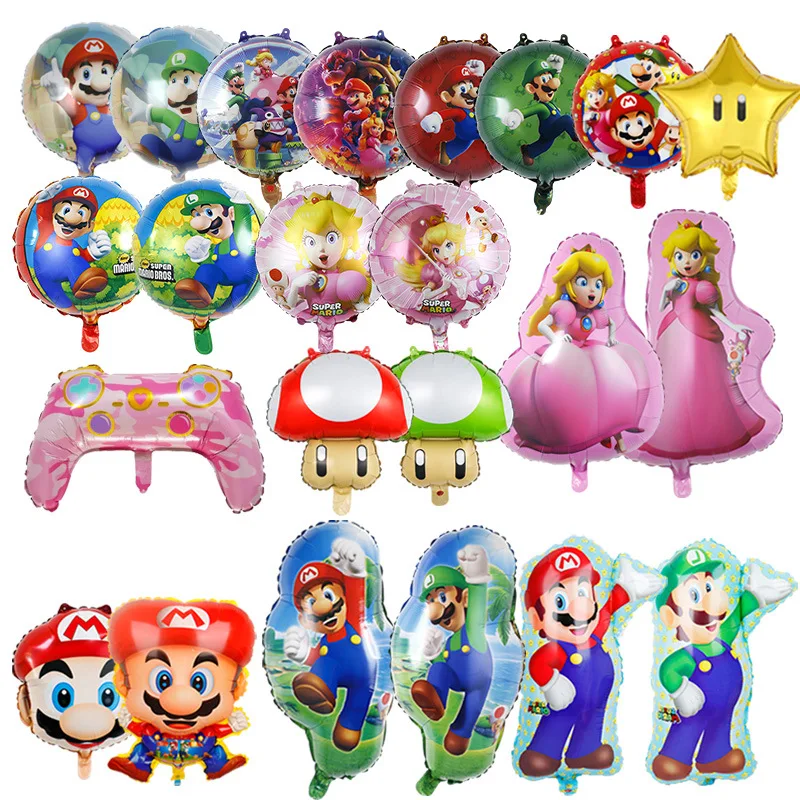 Super Mario Bros Balloons Mario Luigi Peach Princess Foil Balloons