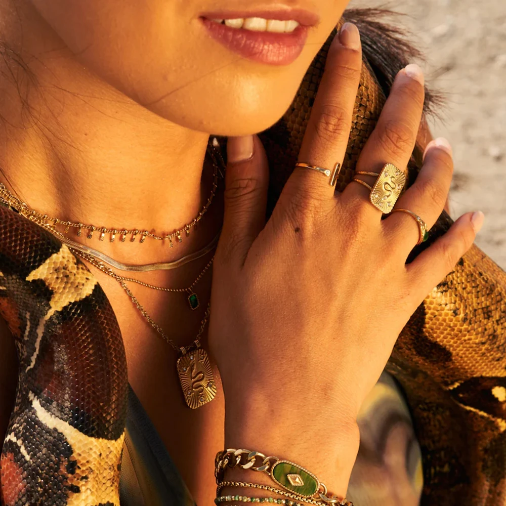 Vintage Stainless Steel 18k Gold Plated Opening Jewelry Natural African