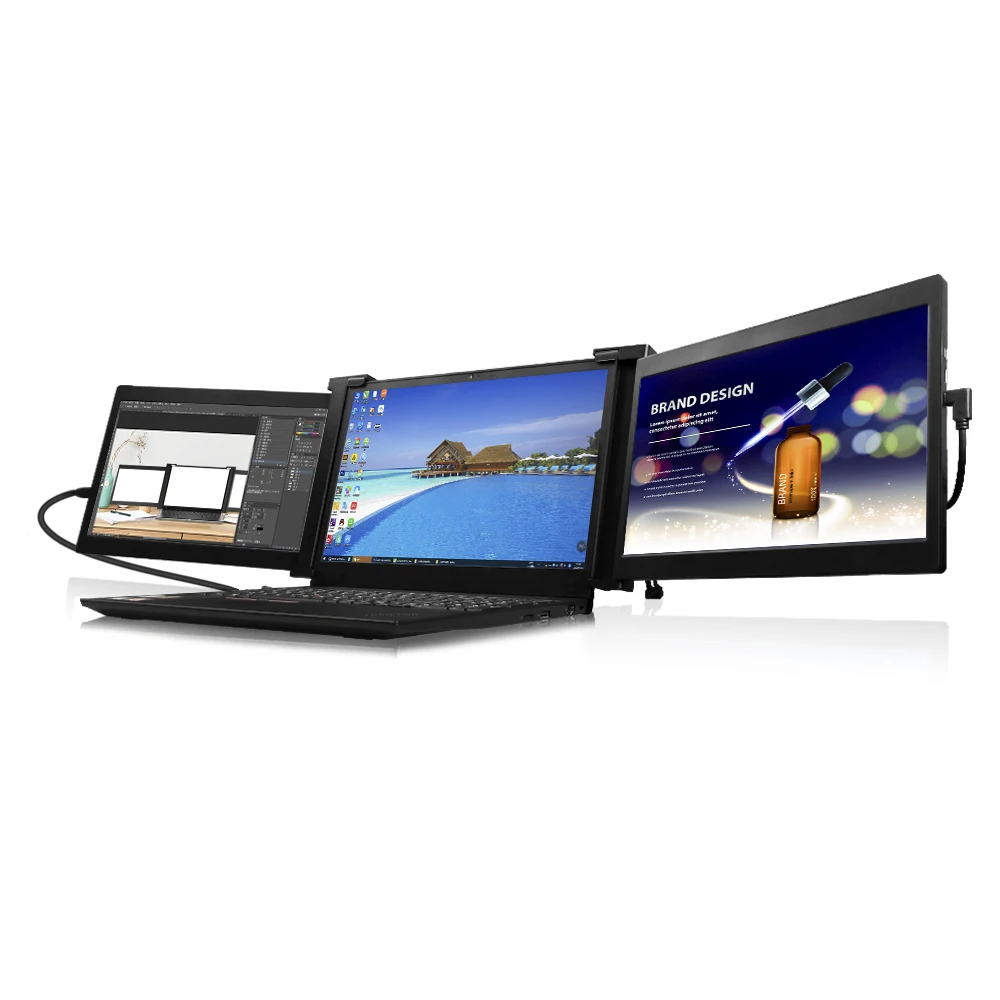 Выполненный по индивидуальному заказу ноутбук удлинитель для головок тройной 12 дюймов дополнительный дисплей OEM Tri0P FULL HD HDR10 двойной монитор экран для ноутбука или ноутбука