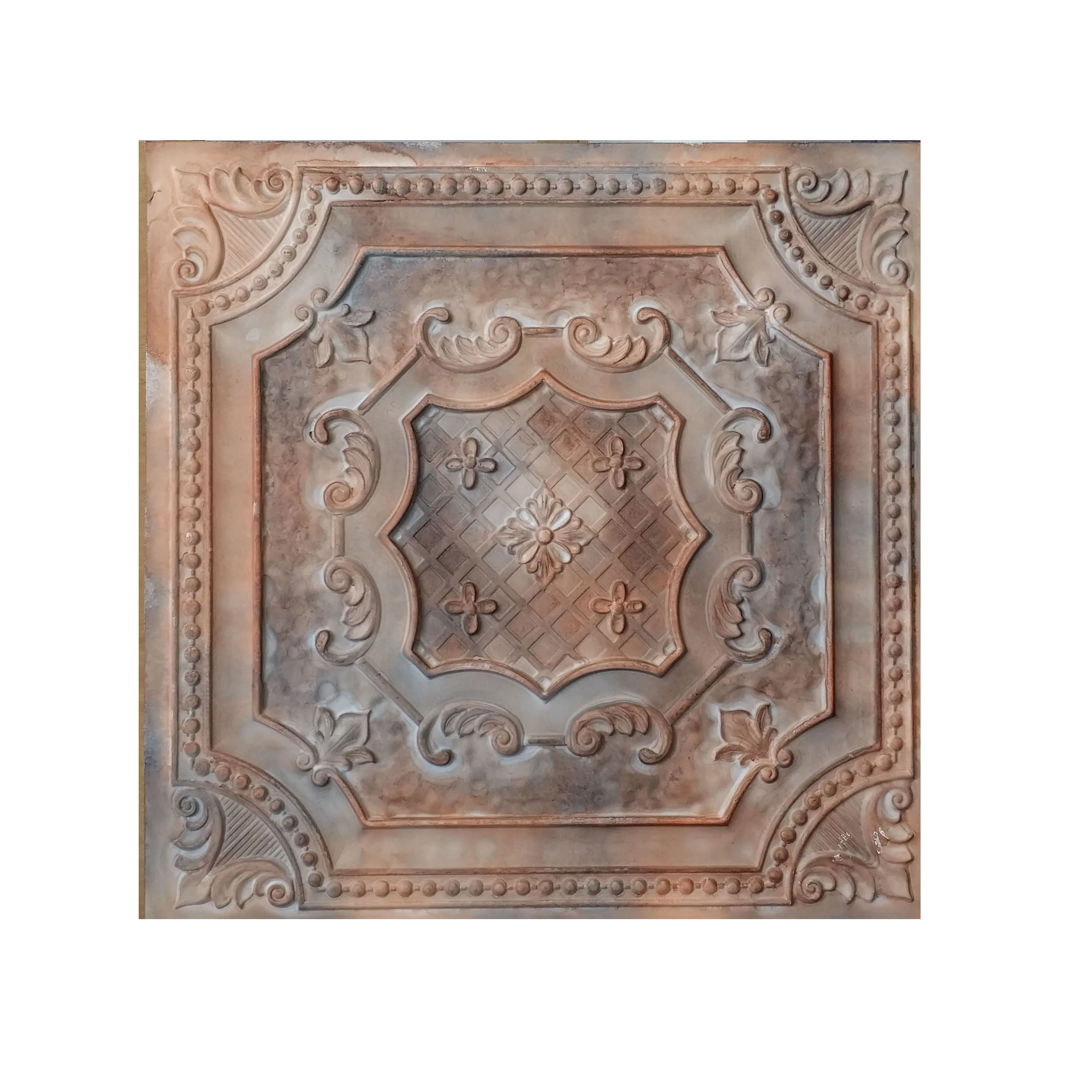 PL50 Faux tin old fashion 3D antiques copper ceiling tiles store shopping pub cafe club decorative wall panels