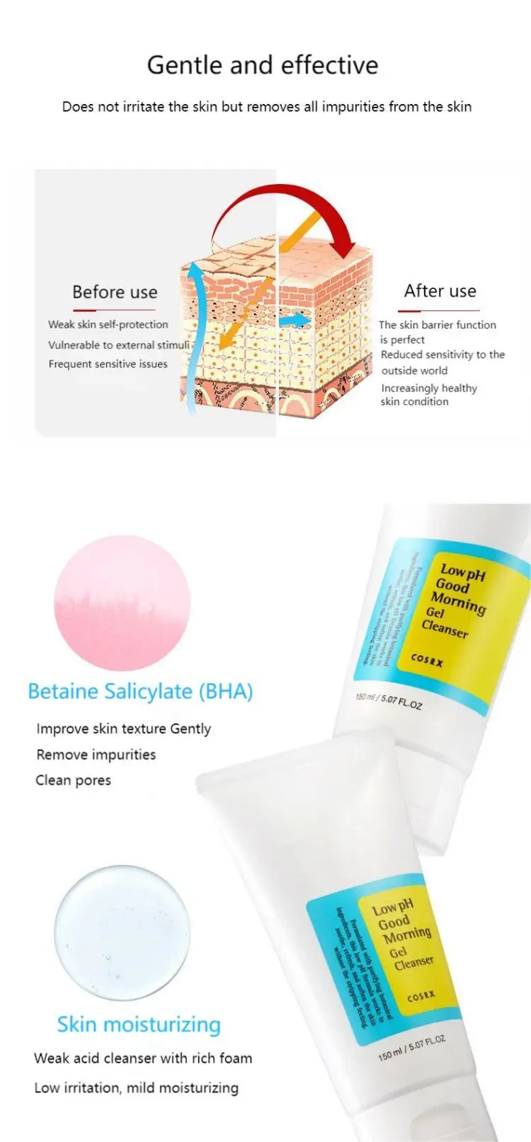 Private Label Cosrx Face Wash Amino Acid Gentle Moisturizing Cleanser